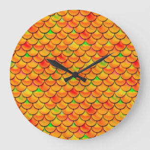 Falln Orange and Green Scales Large Clock