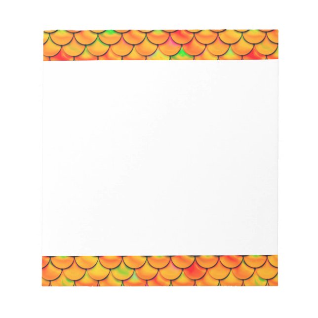Falln Orange and Green Scales Notepad (Front)