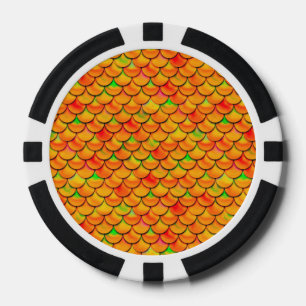 Falln Orange and Green Scales Poker Chips