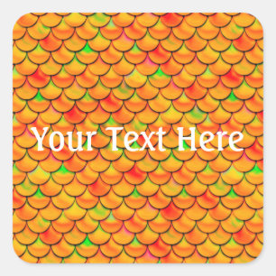 Falln Orange and Green Scales Square Sticker