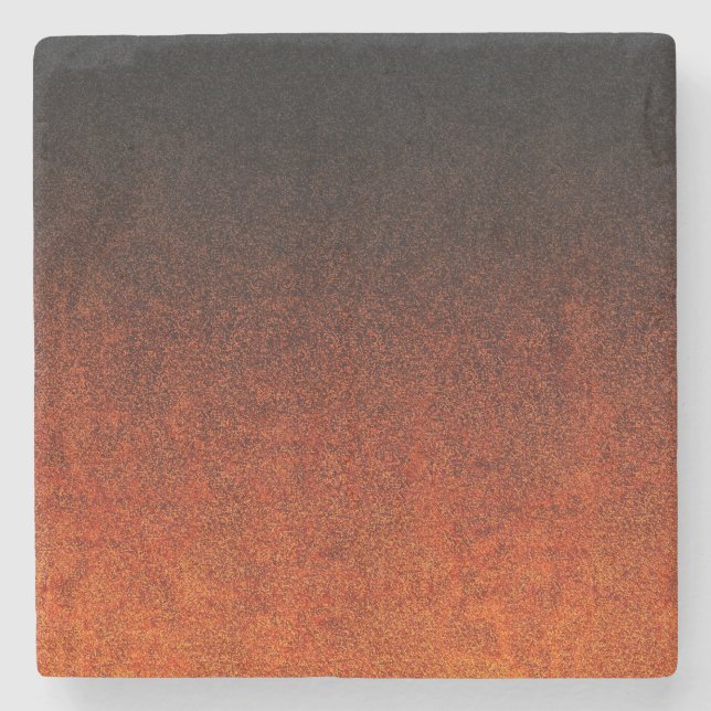 Falln Orange & Black Glitter Gradient Stone Coaster (Front)