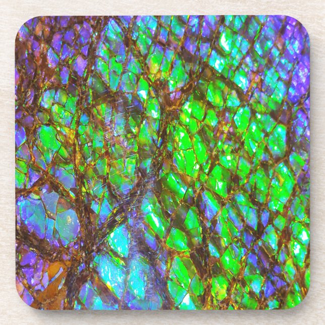 Falln Peacock Ammolite Coaster (Front)