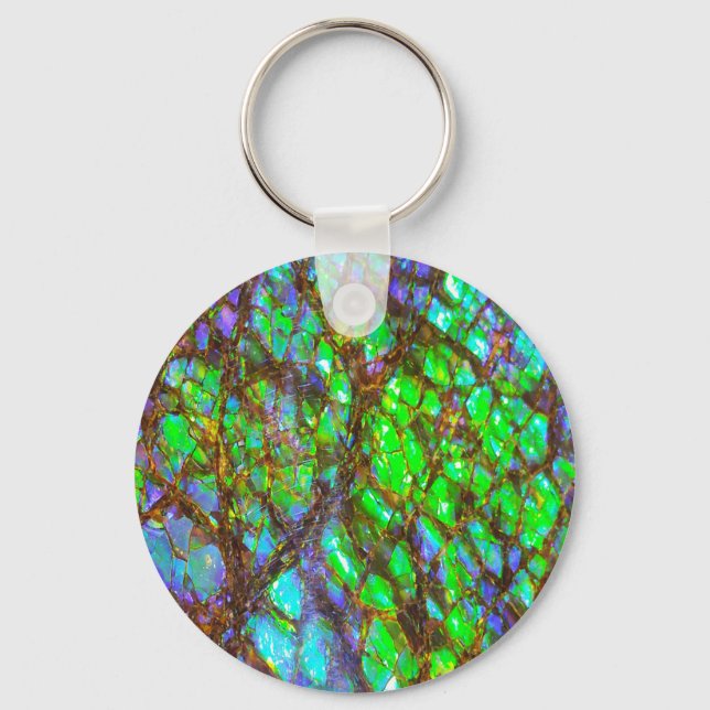 Falln Peacock Ammolite Key Ring (Front)