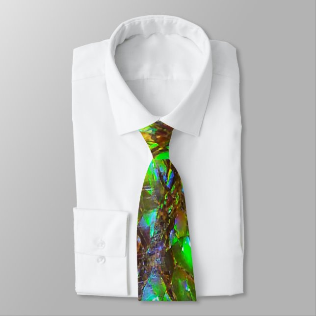Falln Peacock Ammolite Tie (Tied)