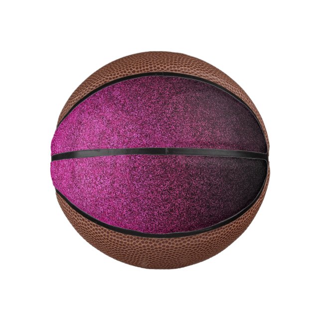 Falln Pink & Black Glitter Gradient Mini Basketball (Front)