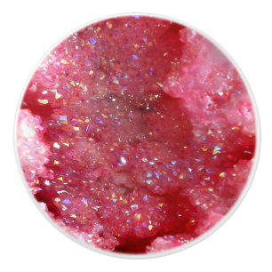 Falln Pink Faerie Crystals Ceramic Knob