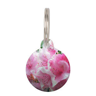 Falln Pink Floral Blossoms Pet Tag