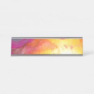 Falln Pink Geode Glow Desk Name Plate
