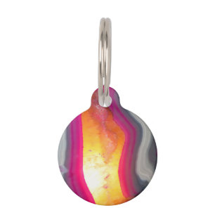 Falln Pink Geode Glow Pet Tag