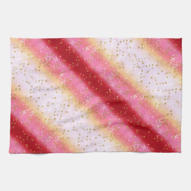Falln Pink Sakura Sunrise Tea Towel (Horizontal)