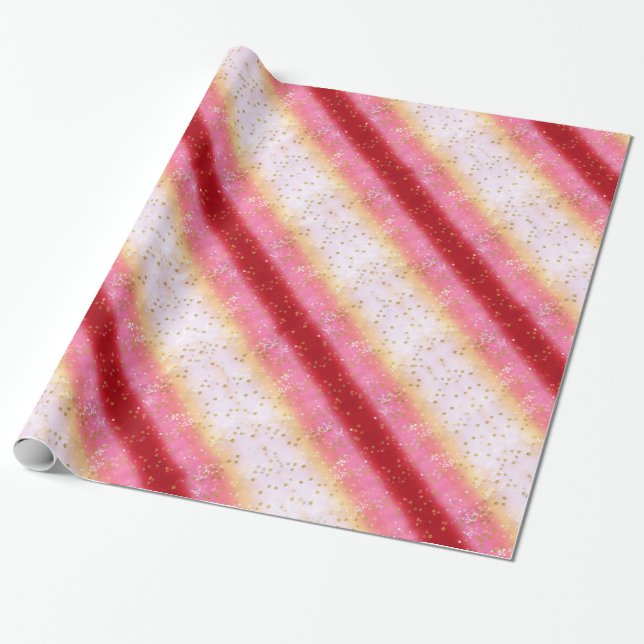Falln Pink Sakura Sunrise Wrapping Paper (Unrolled)