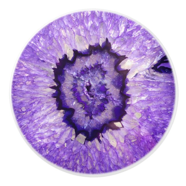 Falln Purple Agate Geode Ceramic Knob (Front)