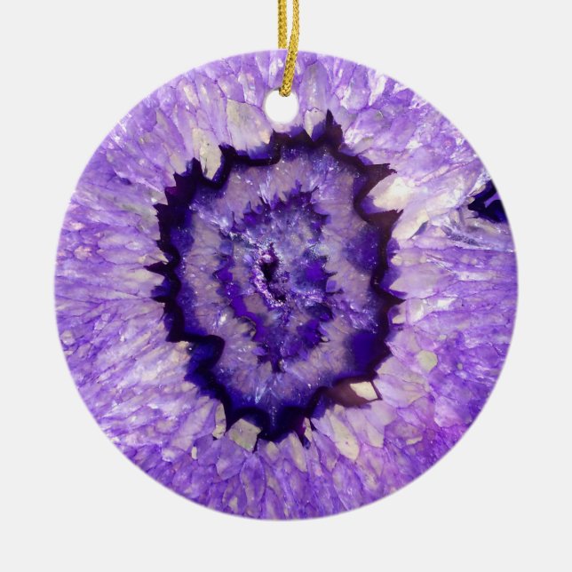 Falln Purple Agate Geode Ceramic Ornament (Front)