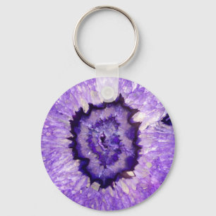 Falln Purple Agate Geode Key Ring