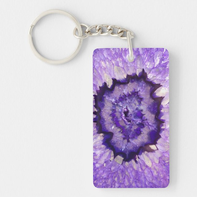 Falln Purple Agate Geode Key Ring (Front)