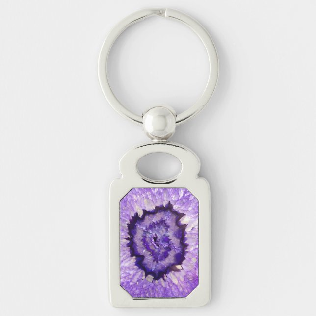 Falln Purple Agate Geode Key Ring (Front)