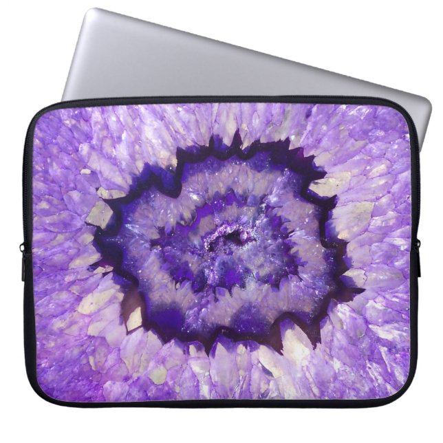 Falln Purple Agate Geode Laptop Sleeve (Front)