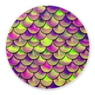 Falln Purple and Green Scales Ceramic Knob