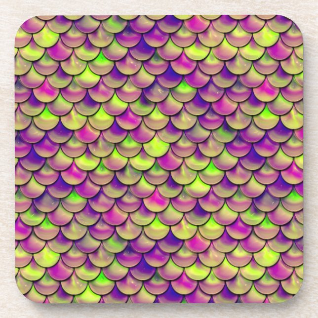 Falln Purple and Green Scales Coaster (Front)