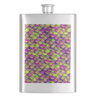 Falln Purple and Green Scales Hip Flask