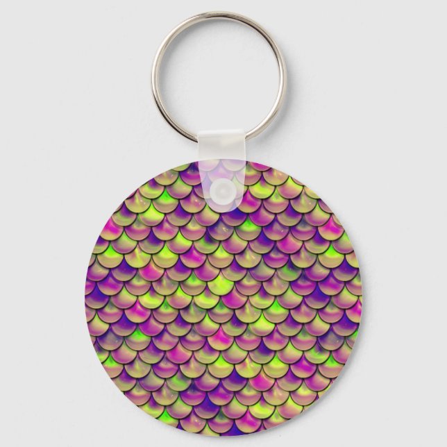 Falln Purple and Green Scales Key Ring (Front)