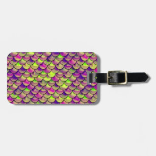 Falln Purple and Green Scales Luggage Tag
