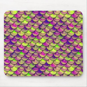Falln Purple and Green Scales Mouse Pad