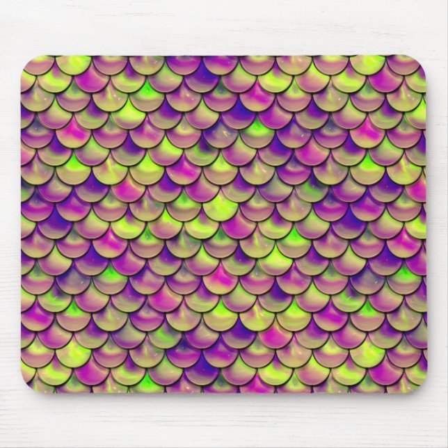 Falln Purple and Green Scales Mouse Pad (Front)