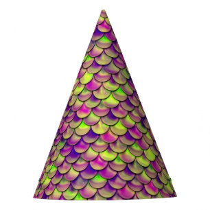 Falln Purple and Green Scales Party Hat