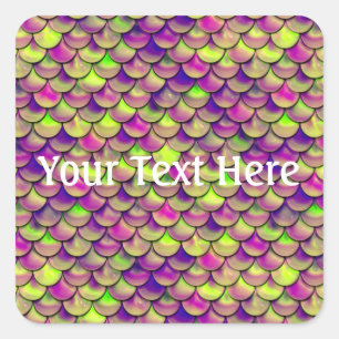 Falln Purple and Green Scales Square Sticker