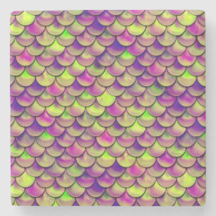 Falln Purple and Green Scales Stone Coaster