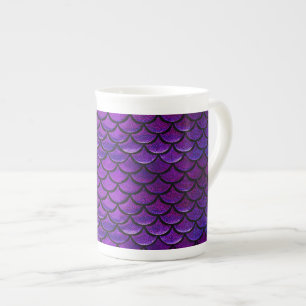 Falln Purple & Blue Mermaid Scales Bone China Mug