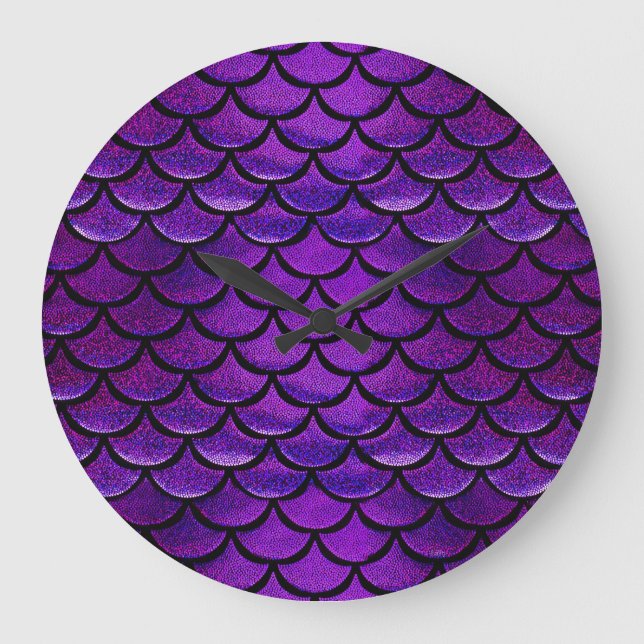 Falln Purple & Blue Mermaid Scales Large Clock (Front)