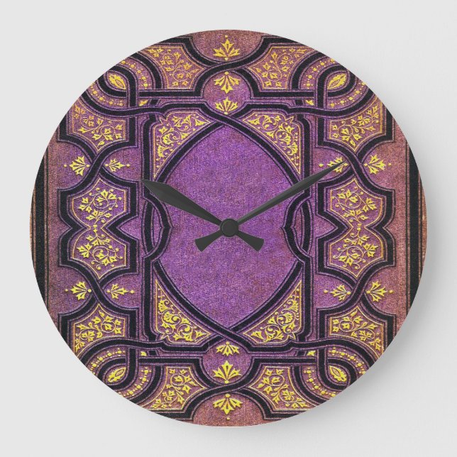 Falln Purple & Gold Vines Book Cover Large Clock (Front)