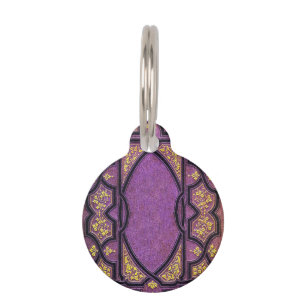 Falln Purple & Gold Vines Book Cover Pet Tag