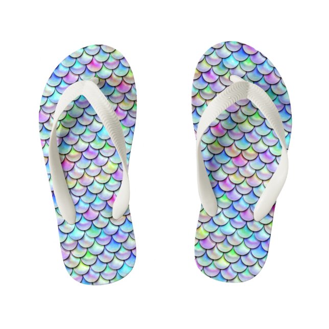 Falln Rainbow Bubble Mermaid Scales Kid's Thongs (Footbed)