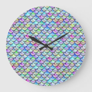 Falln Rainbow Bubble Mermaid Scales Large Clock