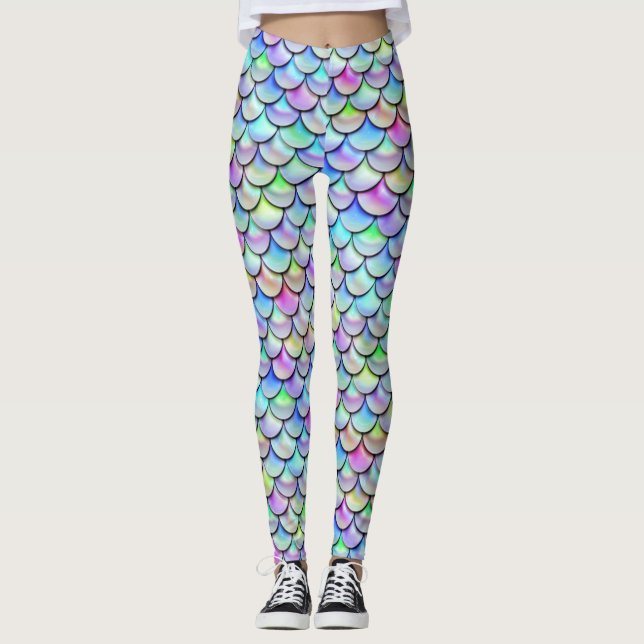 Falln Rainbow Bubble Mermaid Scales Leggings (Front)