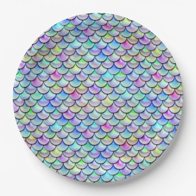 Falln Rainbow Bubble Mermaid Scales Paper Plate (Front)