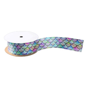 Falln Rainbow Bubble Mermaid Scales Satin Ribbon
