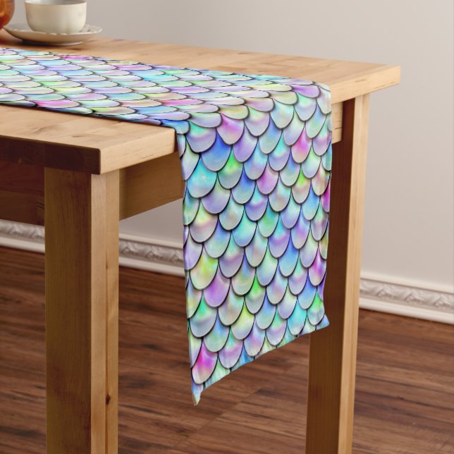 Falln Rainbow Bubble Mermaid Scales Short Table Runner (In Situ)