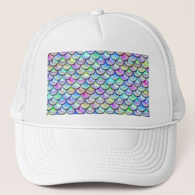 Falln Rainbow Bubble Mermaid Scales Trucker Hat (Front)