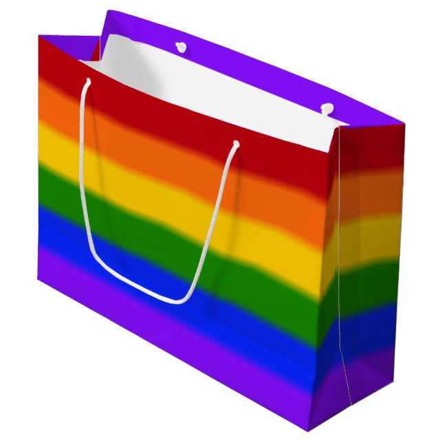 Falln Rainbow Gay Pride Flag Large Gift Bag (Front Angled)
