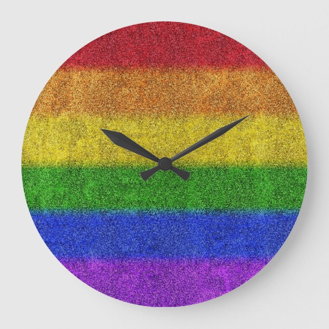 Falln Rainbow Glitter Gradient Large Clock (Front)