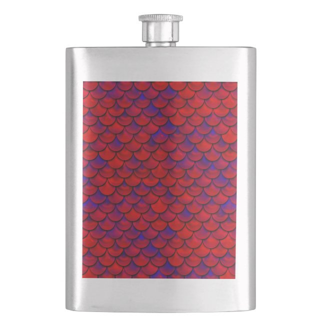 Falln Red and Purple Scales Hip Flask (Front)