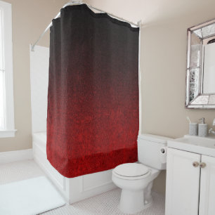 Falln Red & Black Glitter Gradient Shower Curtain