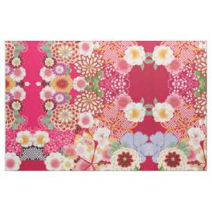 Falln Red Floral Burst Fabric