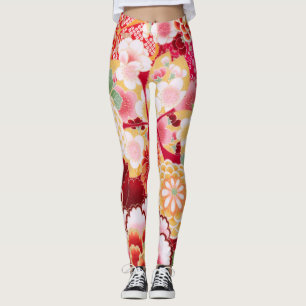 Falln Red Floral Burst Leggings