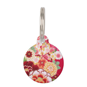 Falln Red Floral Burst Pet Tag
