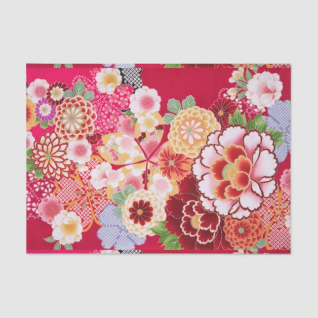 Falln Red Floral Burst Tissue Paper (Front)